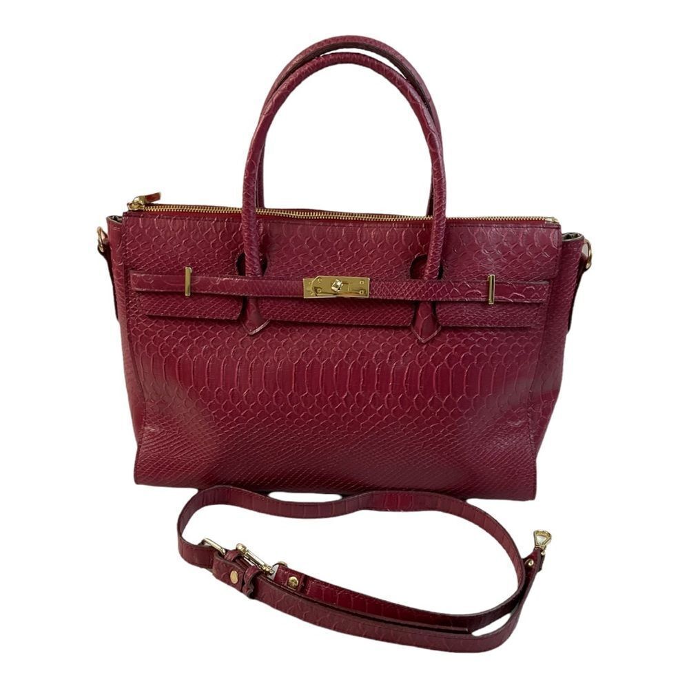 GUNAS NEW YORK Women's HERMIT Burgundy Vegan Leather Double handle Handbag. - Picture 5 of 13